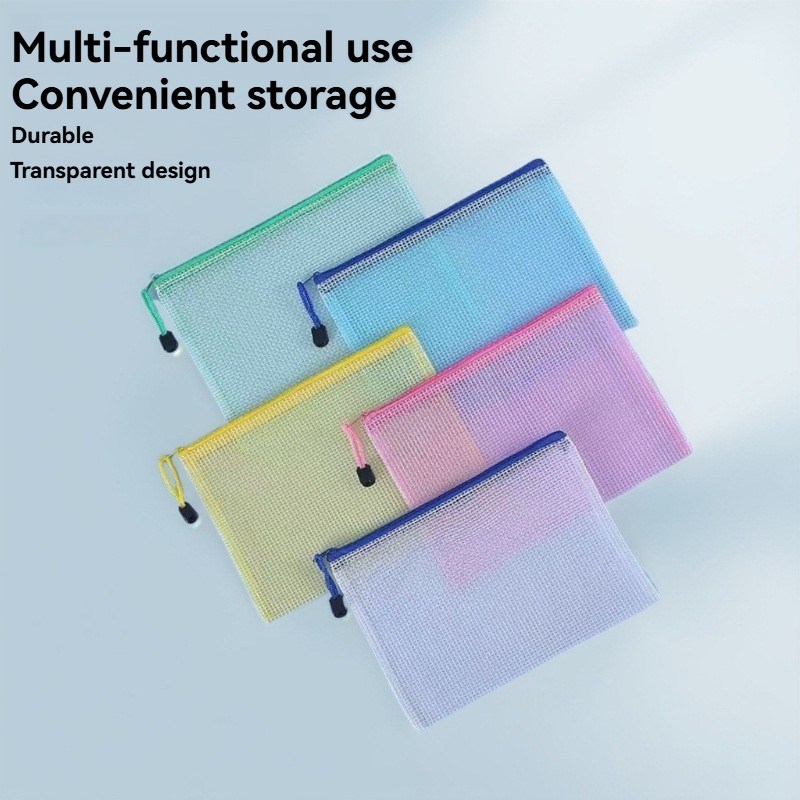 Binder Storage Box - 5PCS Stationery Storage Folder File Mesh