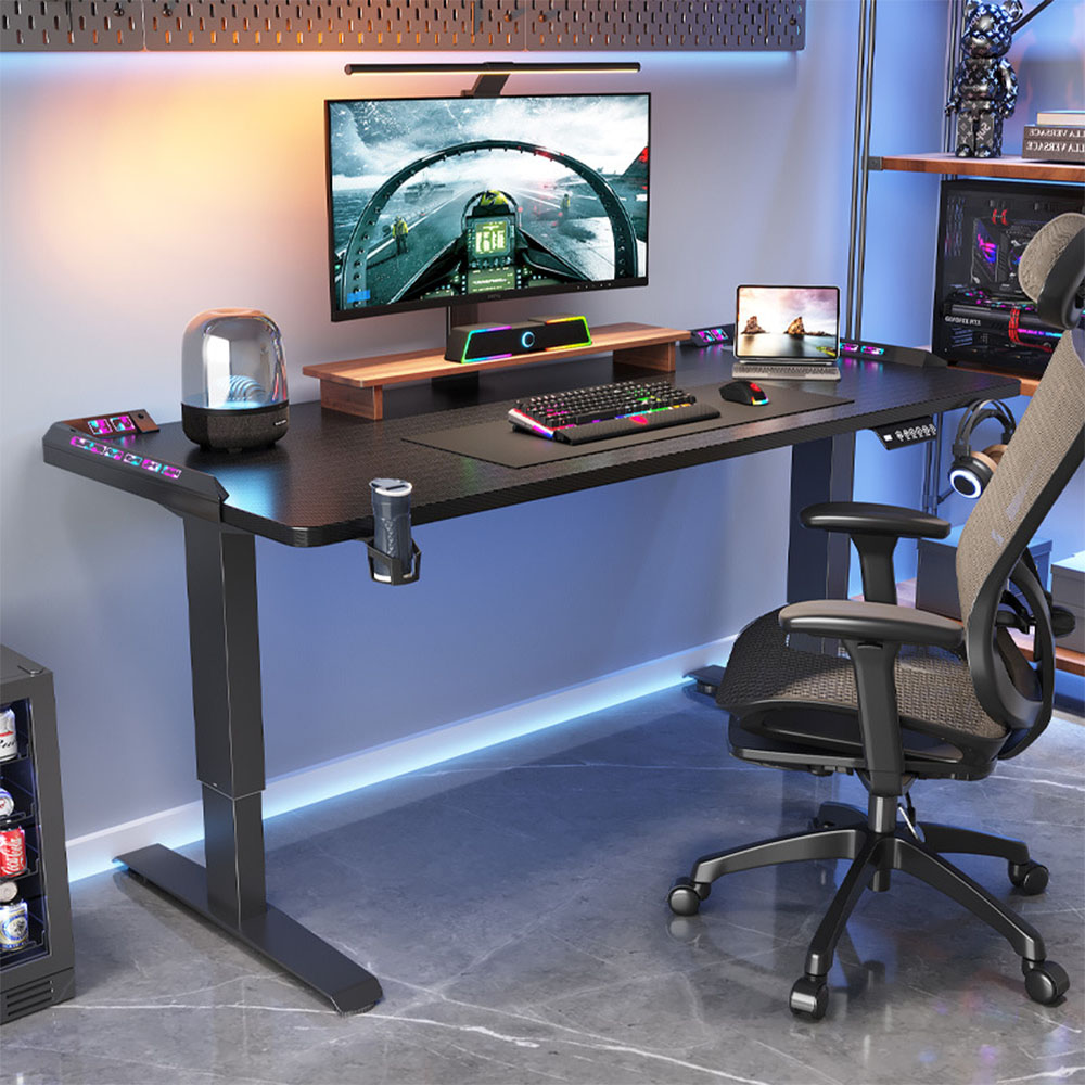 Gaming Desk With Hutch - Height Adjustable Desk Motion Electric Sit
