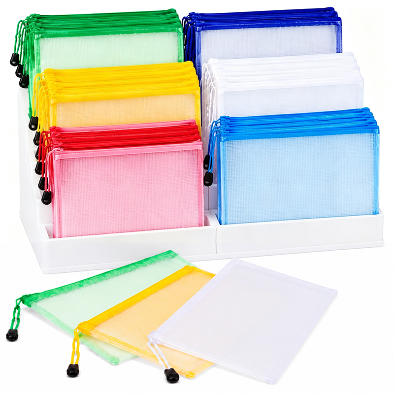 Binder Storage Box - 5/20PCS A4/A5 Mesh Zipper Pouch Bags