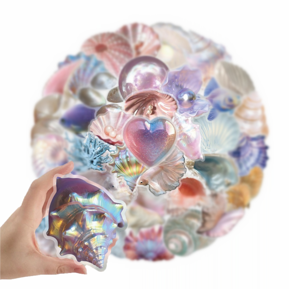 Office Furniture Cabinets - 50pcs Cartoon Shell Graffiti Stickers Conch
