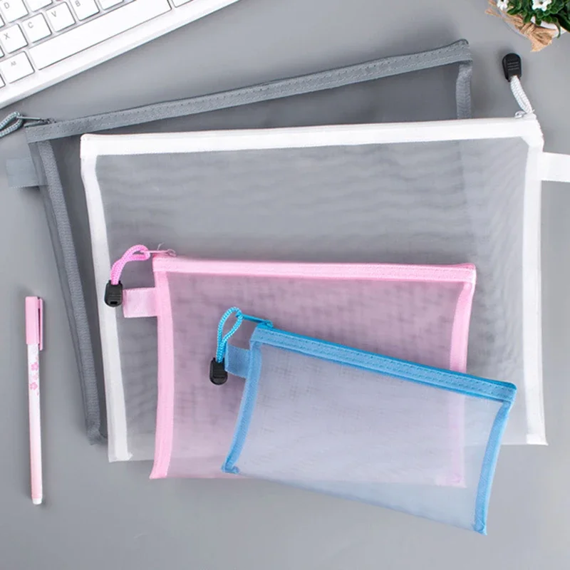 Binder Storage Box - 1Pcs A4/A5/A6 Mesh Zipper Pouch Clear