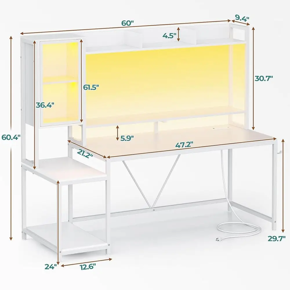 60 LED-lit Gaming Desk with Hu - Gaming Desk With Hutch review and price