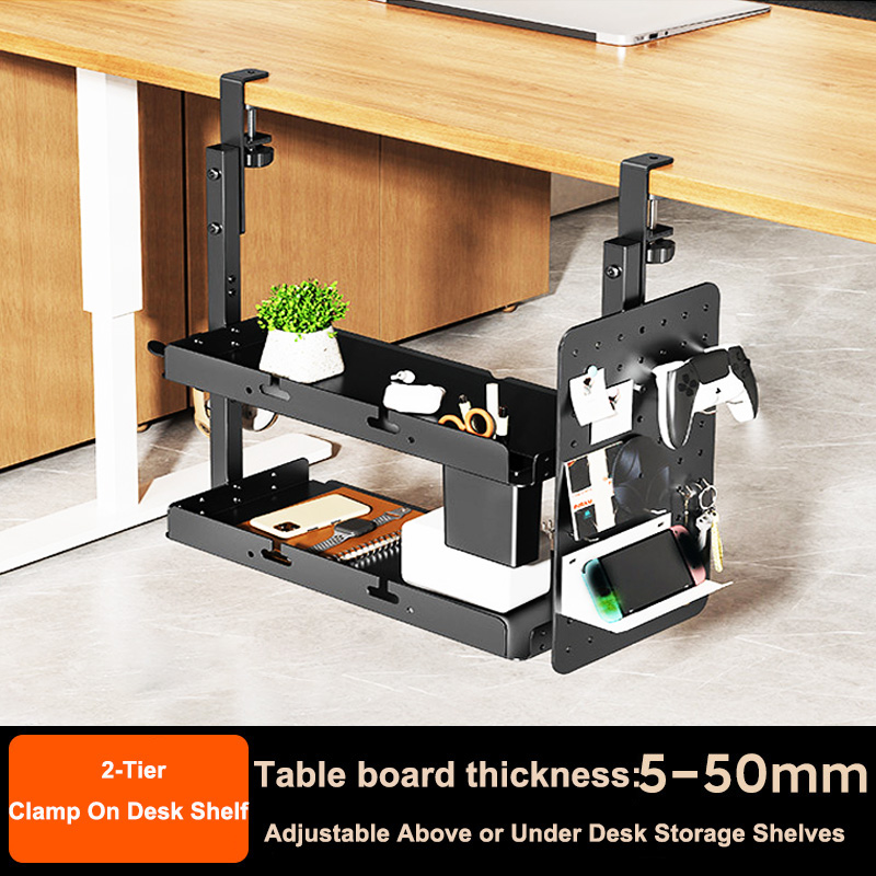 Clamp-on 14 inch Above Below D - Gaming Desk With Hutch review and price