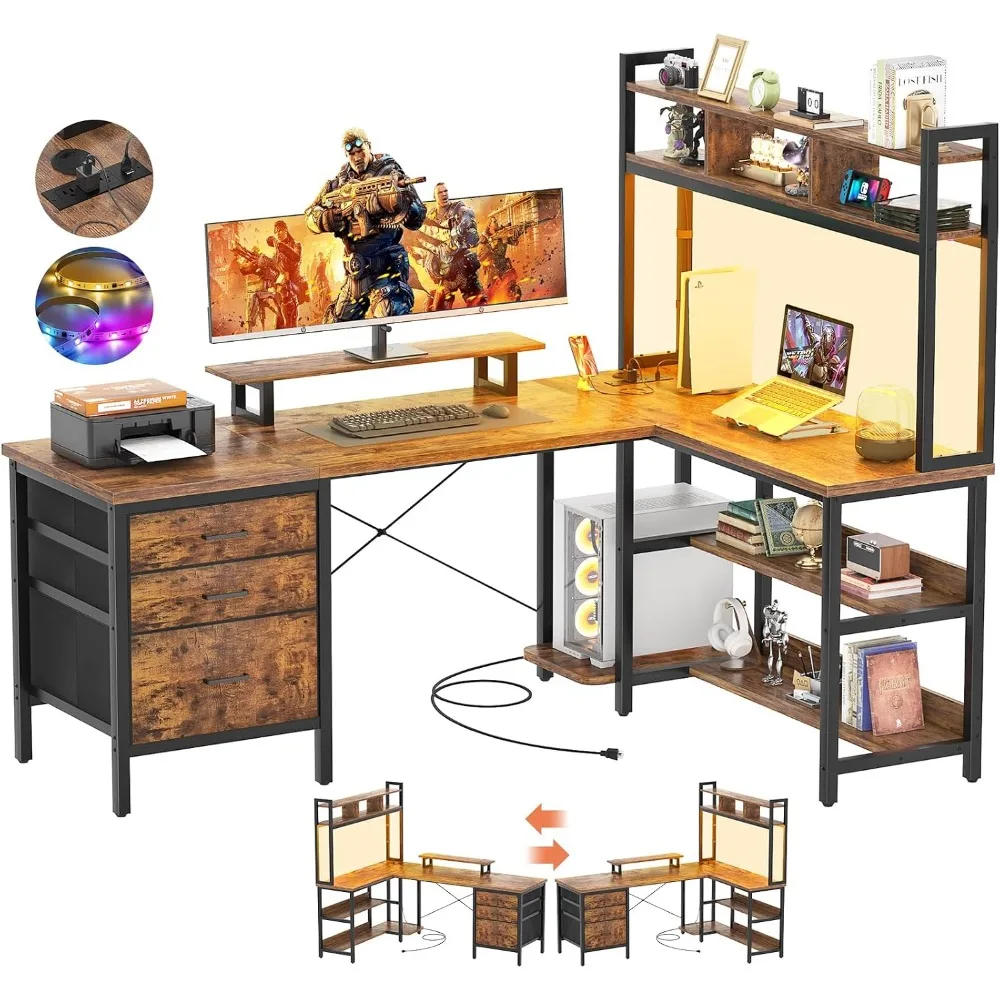 Aheaplus L Shaped Desk with Hu - Gaming Desk With Hutch review and price