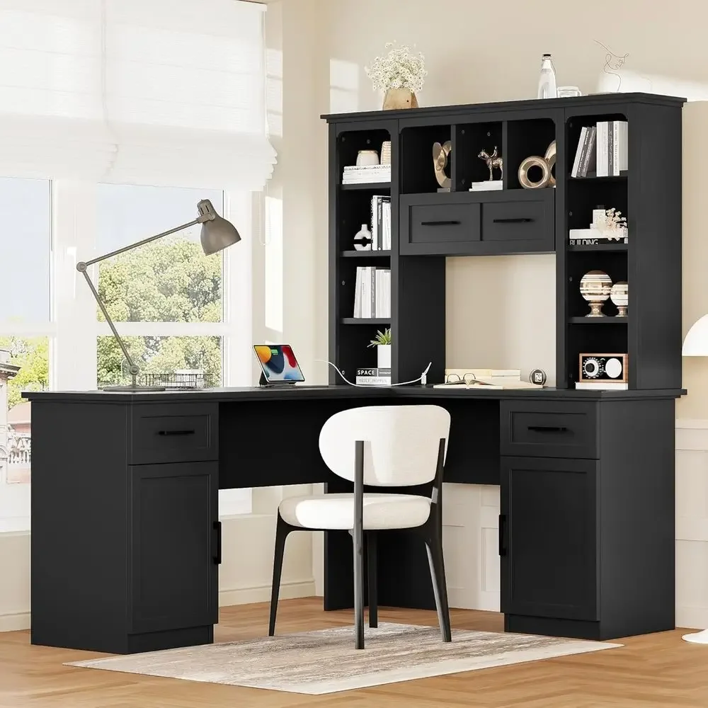 L-Shaped Office Desk with Stor - Gaming Desk With Hutch review and price