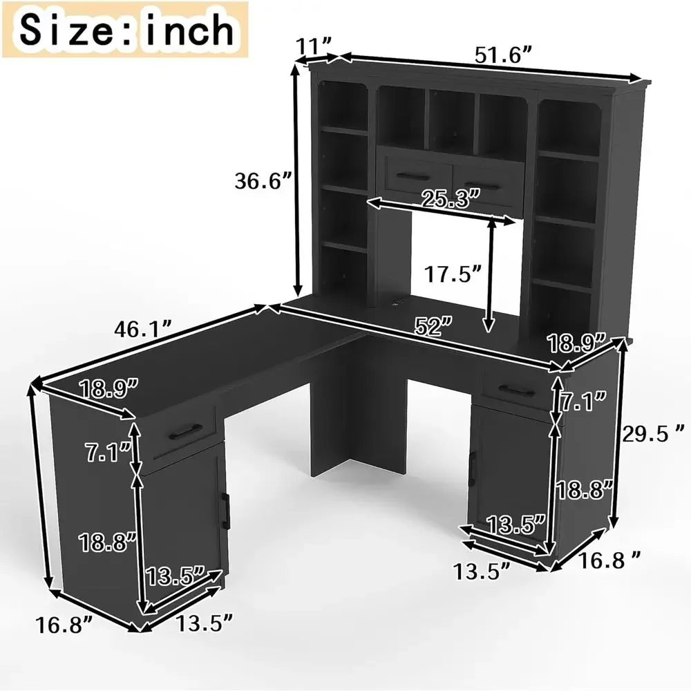 L-Shaped Office Desk with Stor - Gaming Desk With Hutch review and price