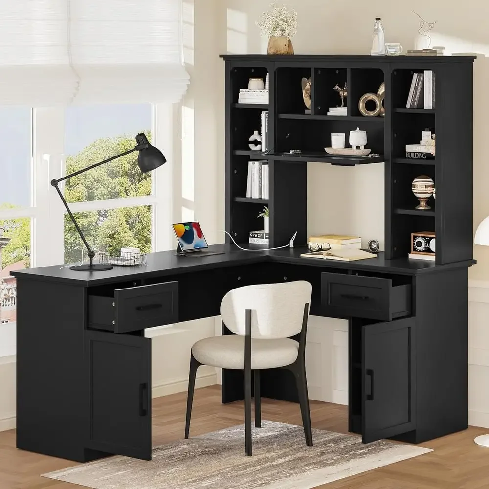 L-Shaped Office Desk with Stor - Gaming Desk With Hutch review and price
