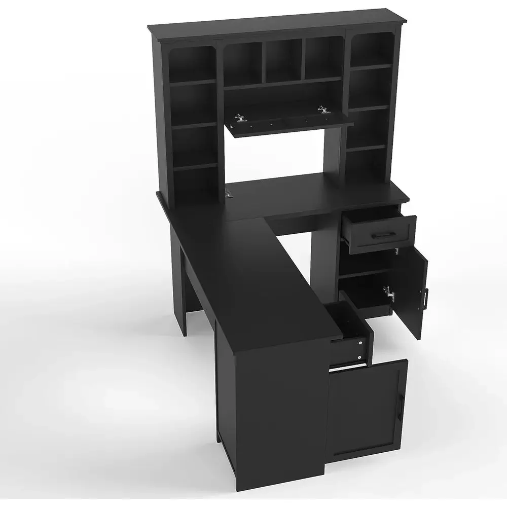 L-Shaped Office Desk with Stor - Gaming Desk With Hutch review and price