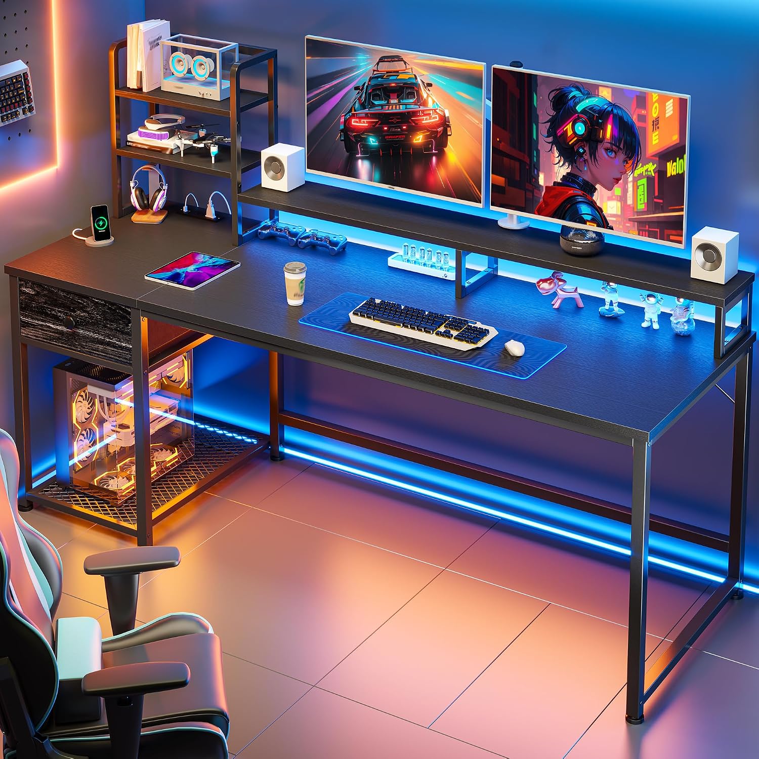 Gaming Desk with Hutch & Drawe - Gaming Desk With Hutch review and price