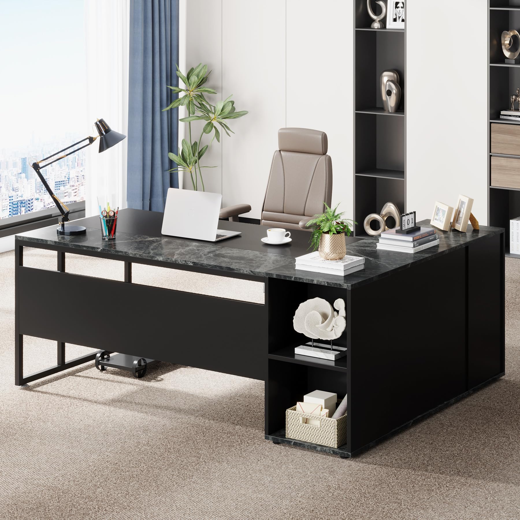 71 inch Executive Desk, L Shap - Office Furniture Cabinets review and price