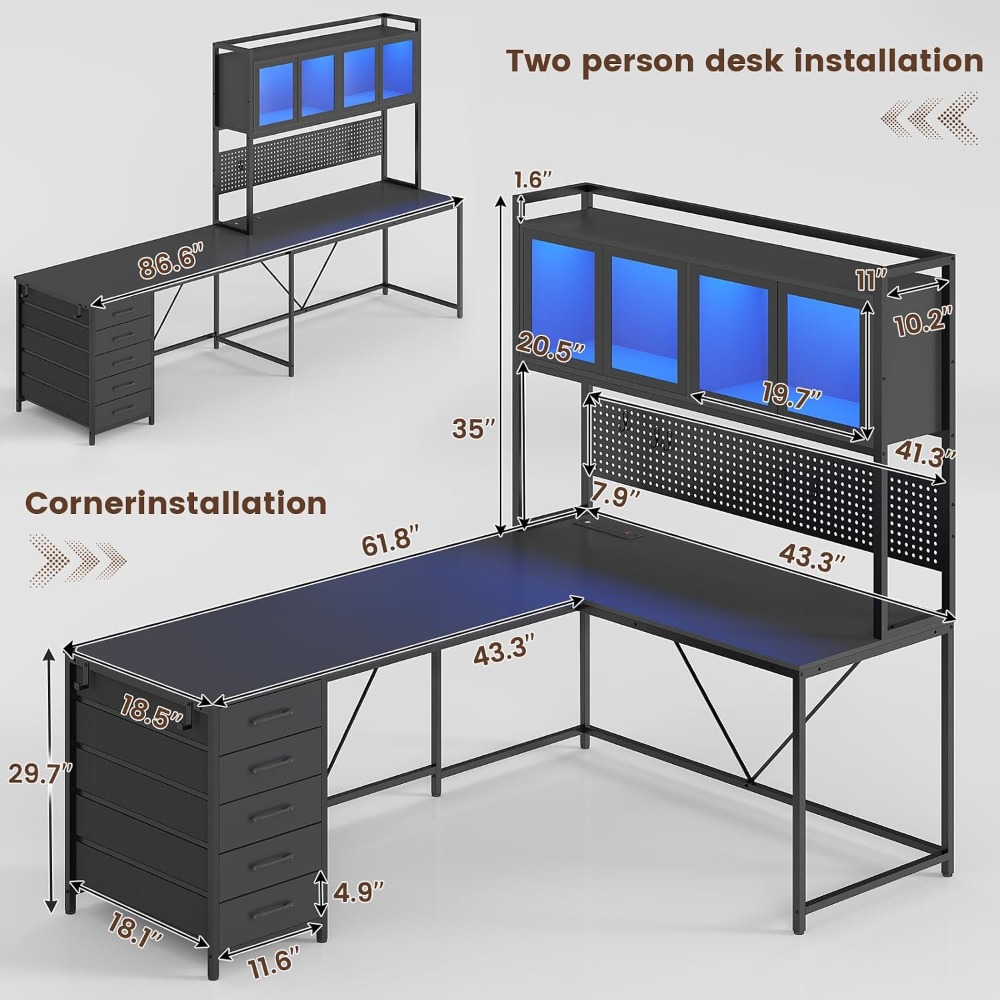 L Shaped Gaming Desk with Draw - Gaming Desk With Hutch review and price
