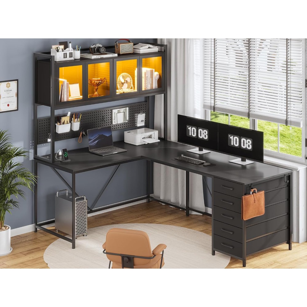 L Shaped Gaming Desk with Draw - Gaming Desk With Hutch review and price